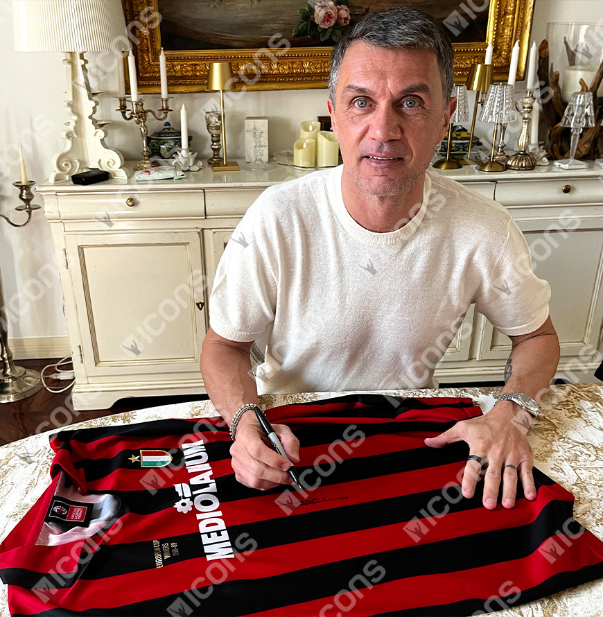 Signed Paolo Maldini AC Milan home shirt 1988-89