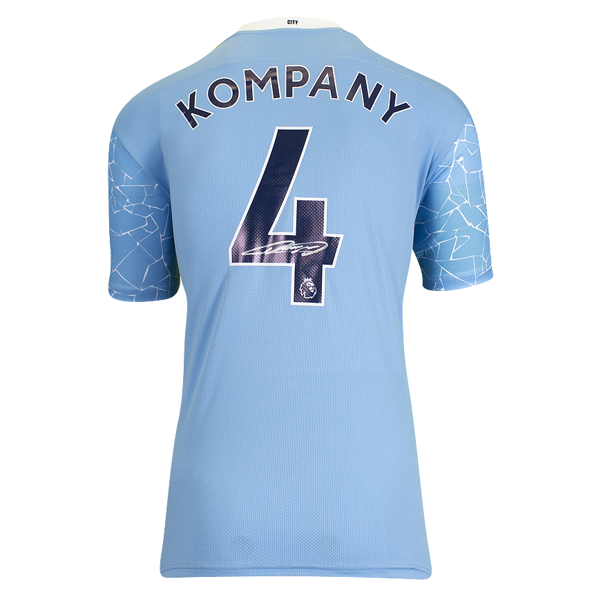 Vincent Kompany Official UEFA Champions League Back Signed and Hero Framed Manchester City 2020-21 Home Shirt