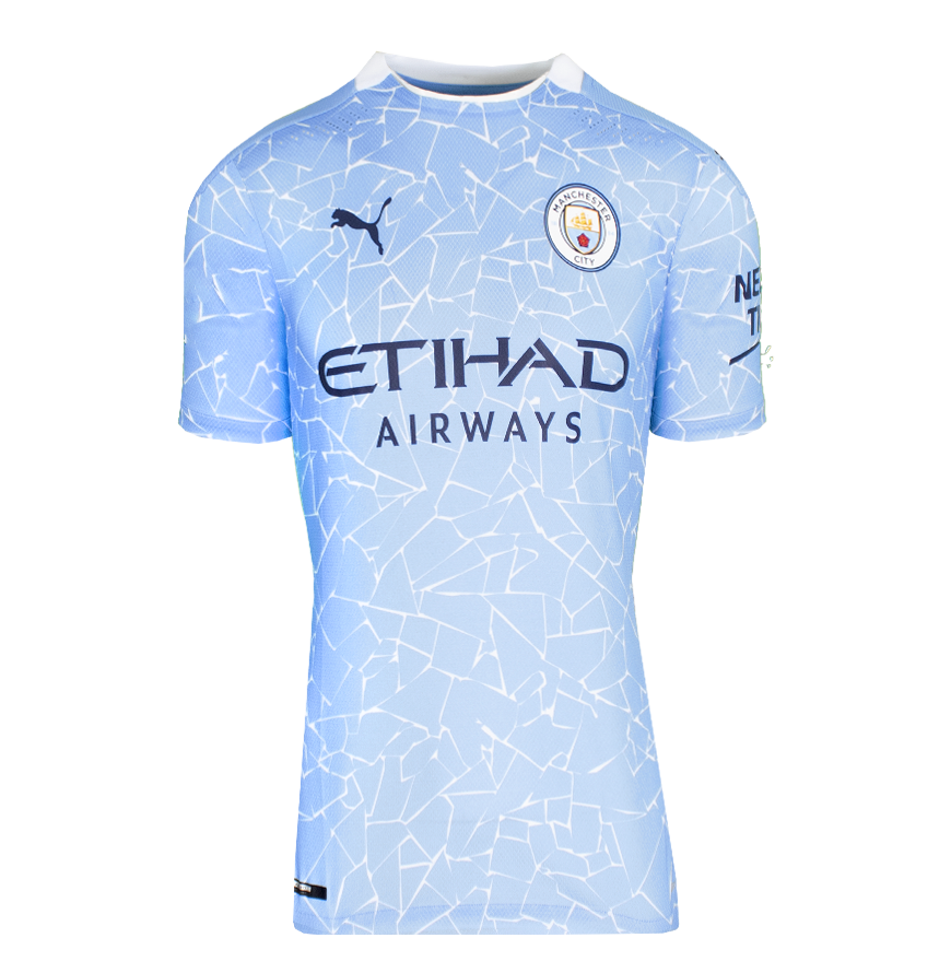 Vincent Kompany Official UEFA Champions League Back unterschrieben und gerahmt Manchester City 2020-21 Home-Shirt