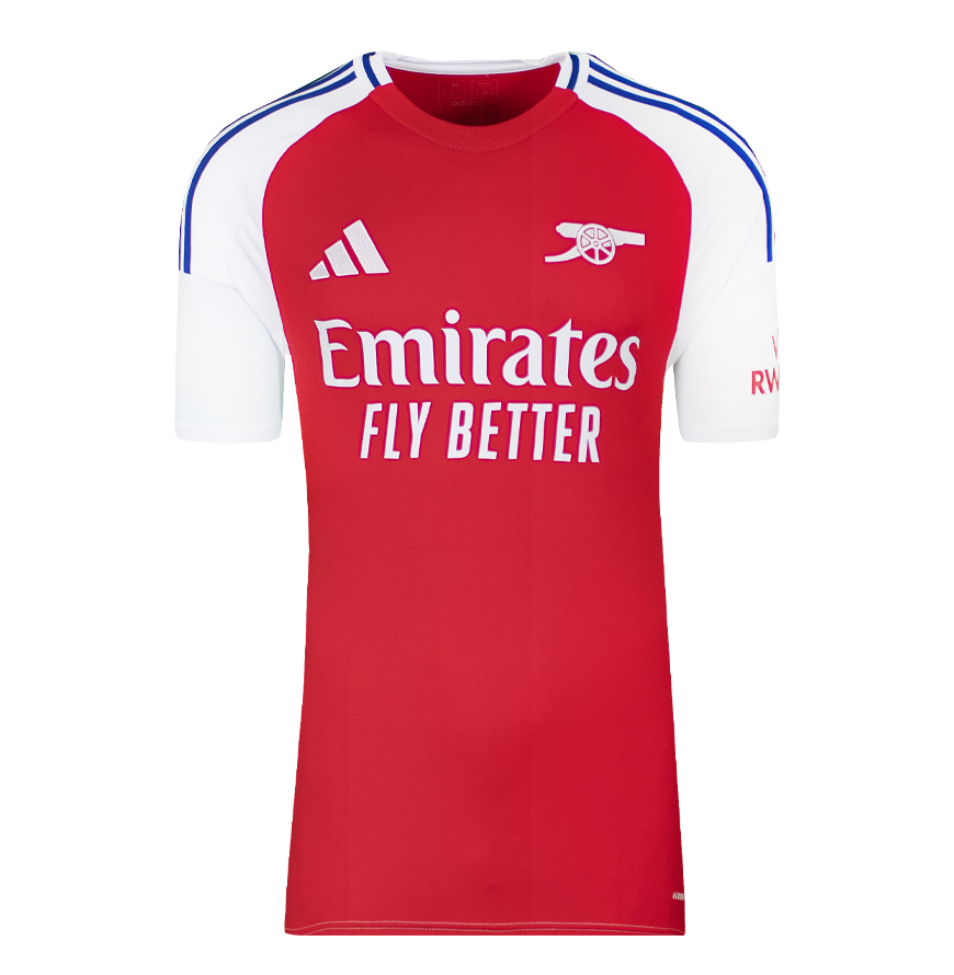 Declan Rice Official UEFA Champions League Back Signed and Hero Framed Arsenal 2024-25 Home Shirt with Fan Style Numbers