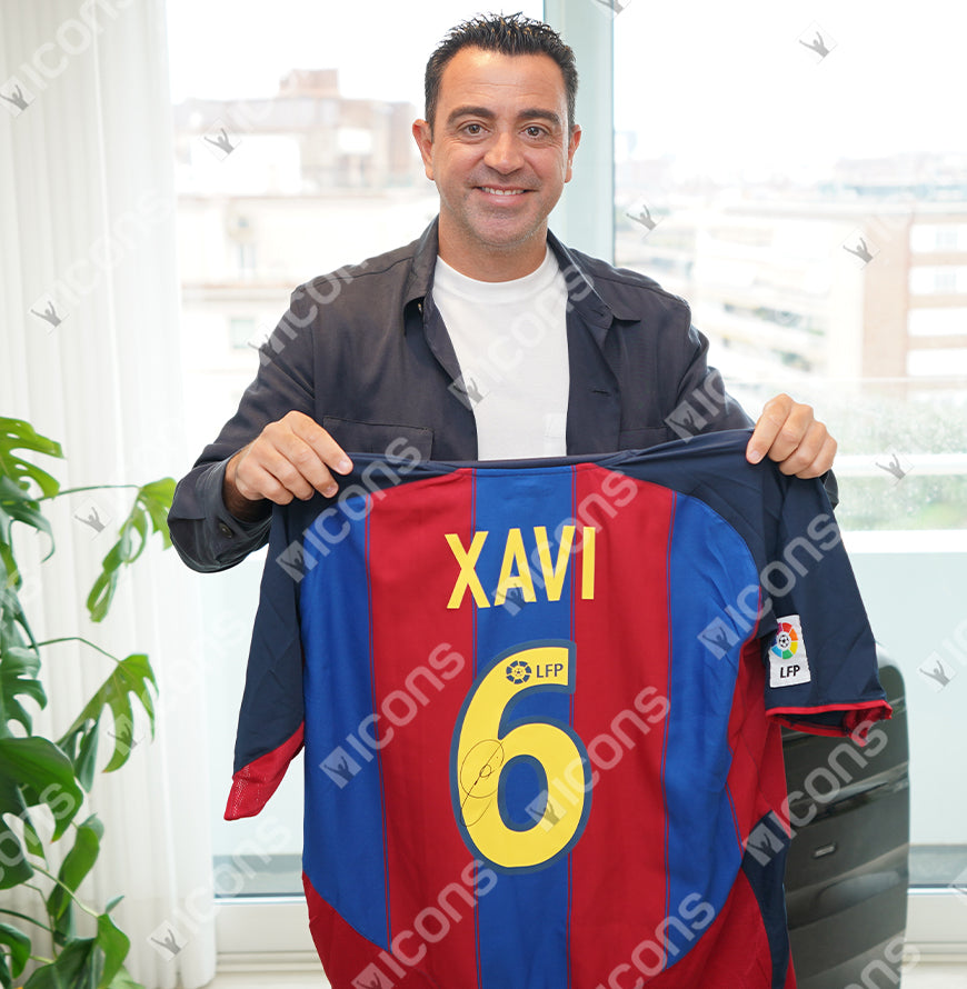 Xavi Official UEFA Champions League Back Signed and Hero Framed FC Barcelona 2003-04 Home Shirt