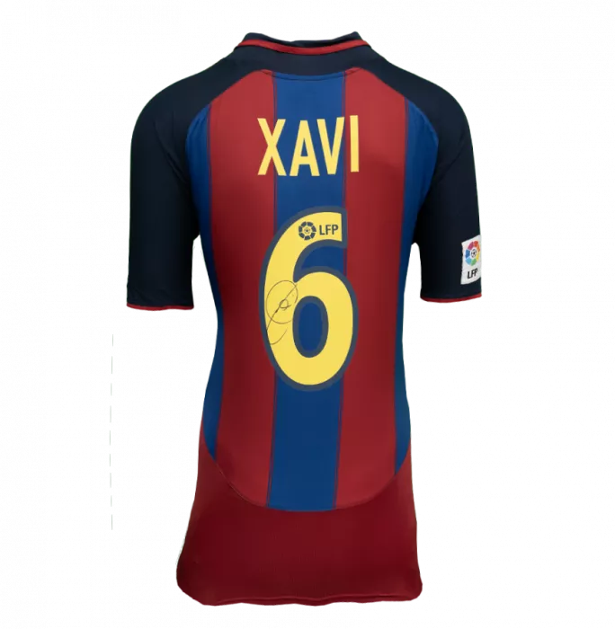 Xavi Official UEFA Champions League Back Signed and Hero Framed FC Barcelona 2003-04 Home Shirt