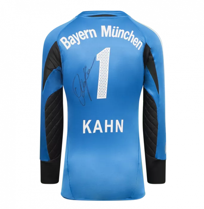 Oliver Kahn offizieller UEFA Champions League Back unterschrieben und gerahmt FC Bayern München 2004-05 Torhüterhemd