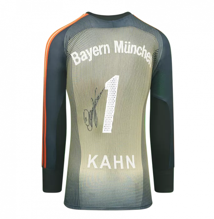 Oliver Kahn offizieller UEFA Champions League Back unterschrieben und gerahmt FC Bayern München 2003-04 Torhüterhemd
