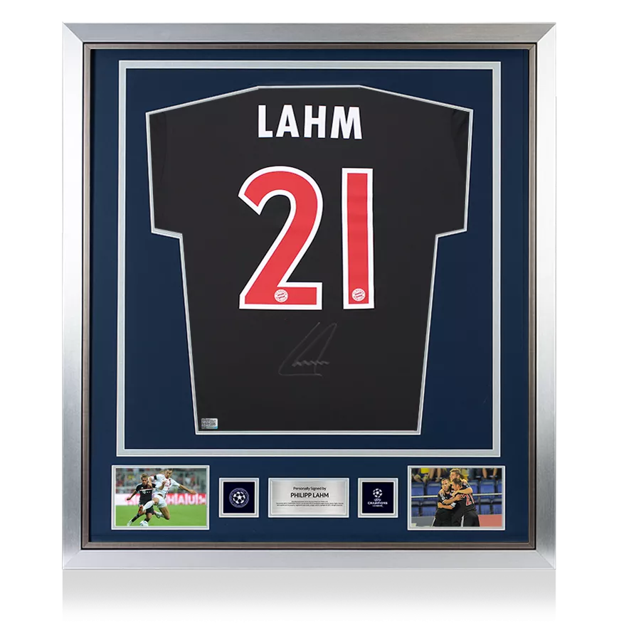 Philipp Lahm Official UEFA Champions League Back Signed and Framed FC Bayern Munich 2011-12 Third Shirt