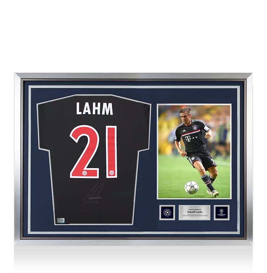 Philipp Lahm Official UEFA Champions League Back Signed and Hero Framed FC Bayern Munich 2011-12 Third Shirt