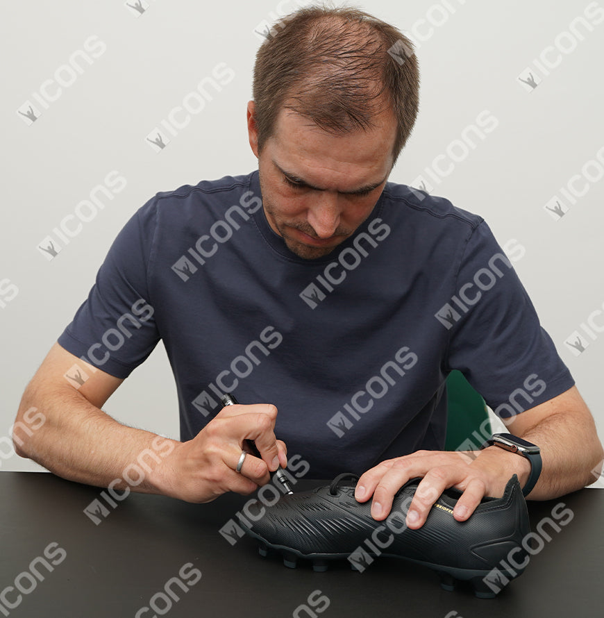 Philipp Lahm Oficial de la UEFA Champions League firmado Adidas Predator Boot en Foto Caso acrílico: Opción 1