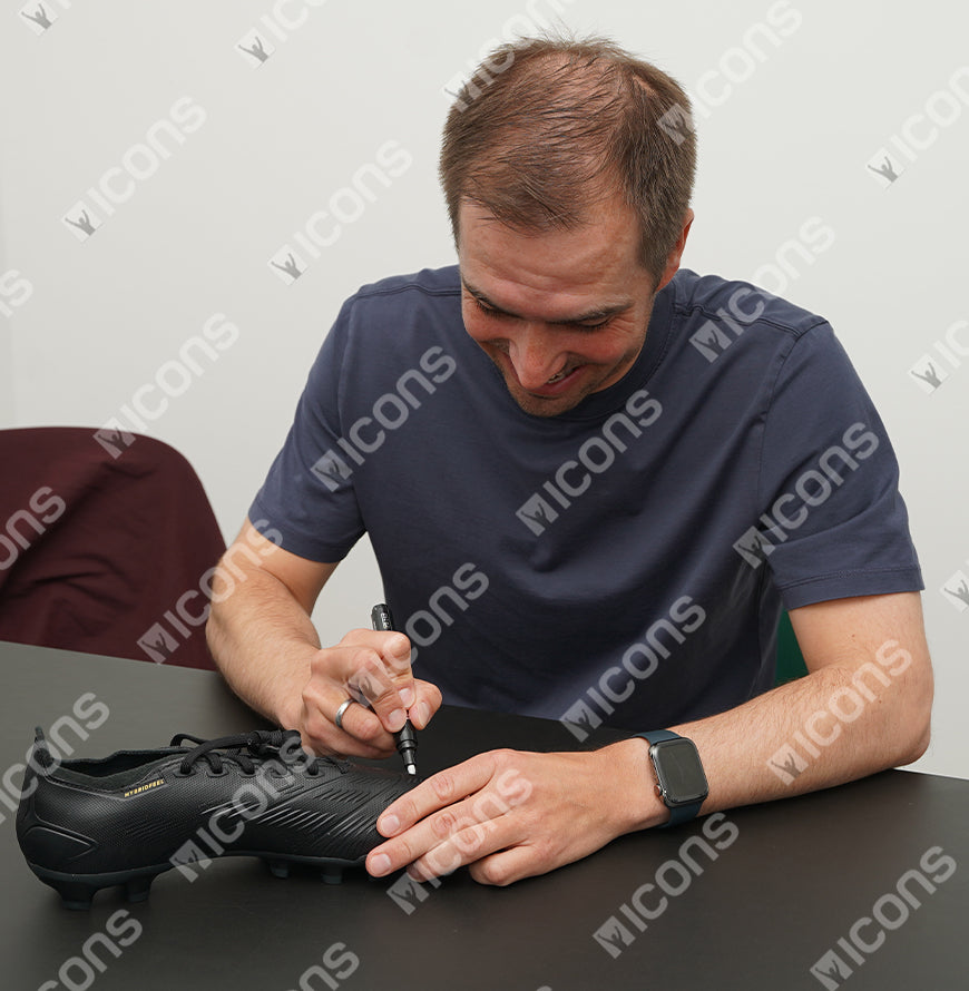 Philipp Lahm Oficial de la UEFA Champions League firmado Adidas Predator Boot en Foto Caso acrílico: Opción 1