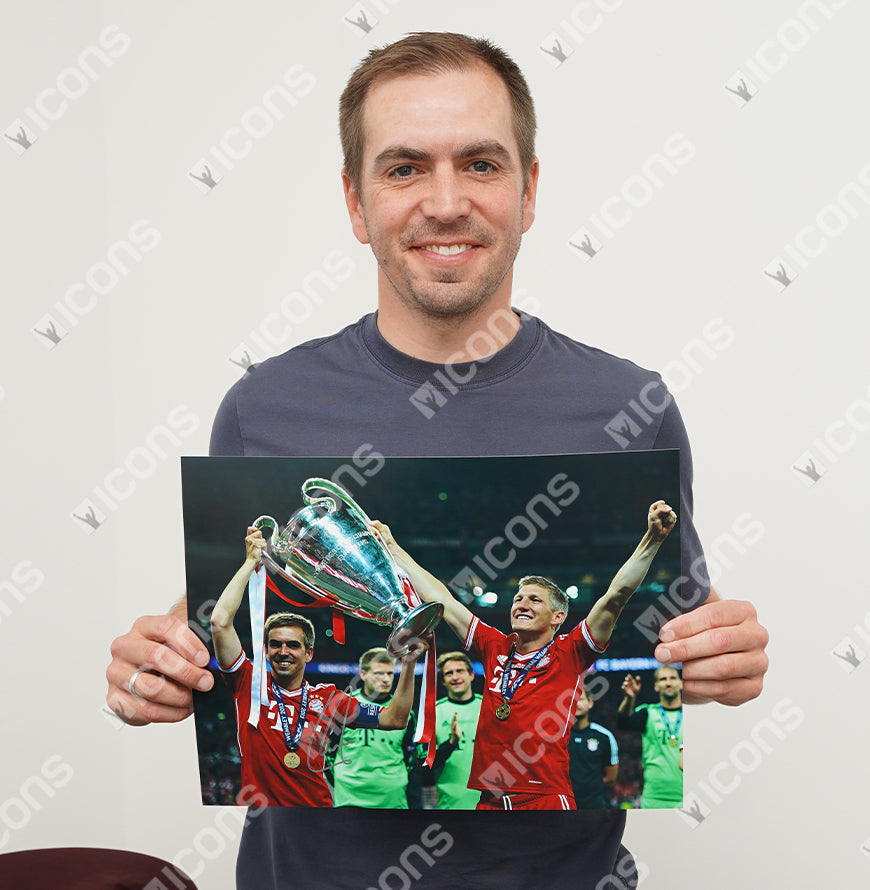 Philipp Lahm Official UEFA Champions League ha firmato e incorniciato FC Bayern Monaco Foto: Vincitore della UEFA Champions League