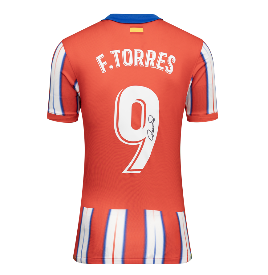 Fernando Torres Official UEFA Champions League Back Signed and Hero Framed Atletico Madrid 2024-25 Home Shirt with Fan Style Number