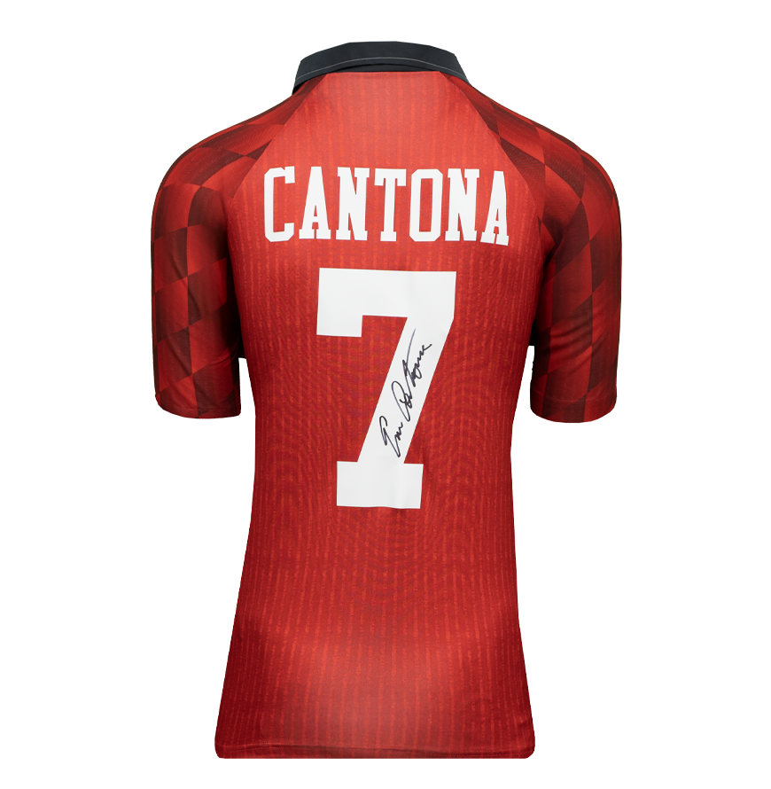 Eric Cantona Official UEFA Champions League Back Signed and Framed Manchester United 1996-98 Home Shirt