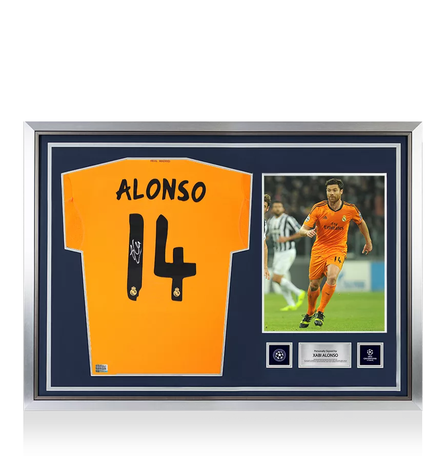 Xabi Alonso Official UEFA Champions League Back Signed and Hero Framed Real Madrid 2013-14 Third Shirt