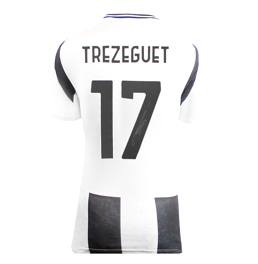 David Trezeguet Official UEFA Champions League Back Signed and Framed Juventus 2024-25 Home Shirt with Fan Style Numbers