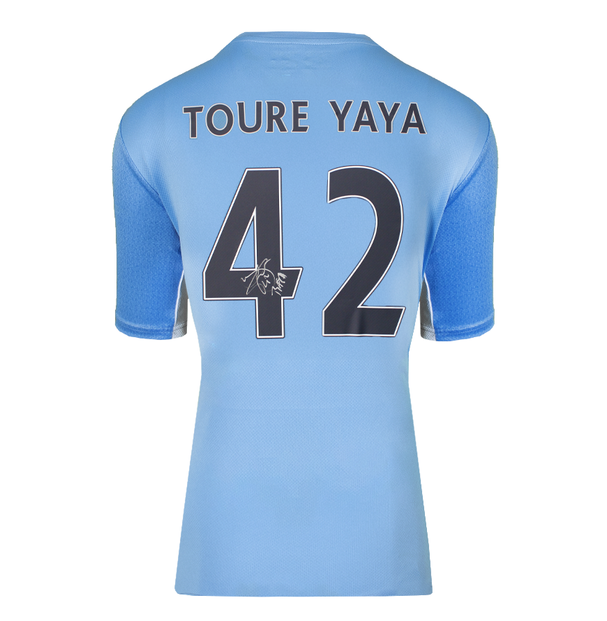 Yaya Toure Official UEFA Champions League Back Signed and Framed Manchester City 2021-22 Home Shirt