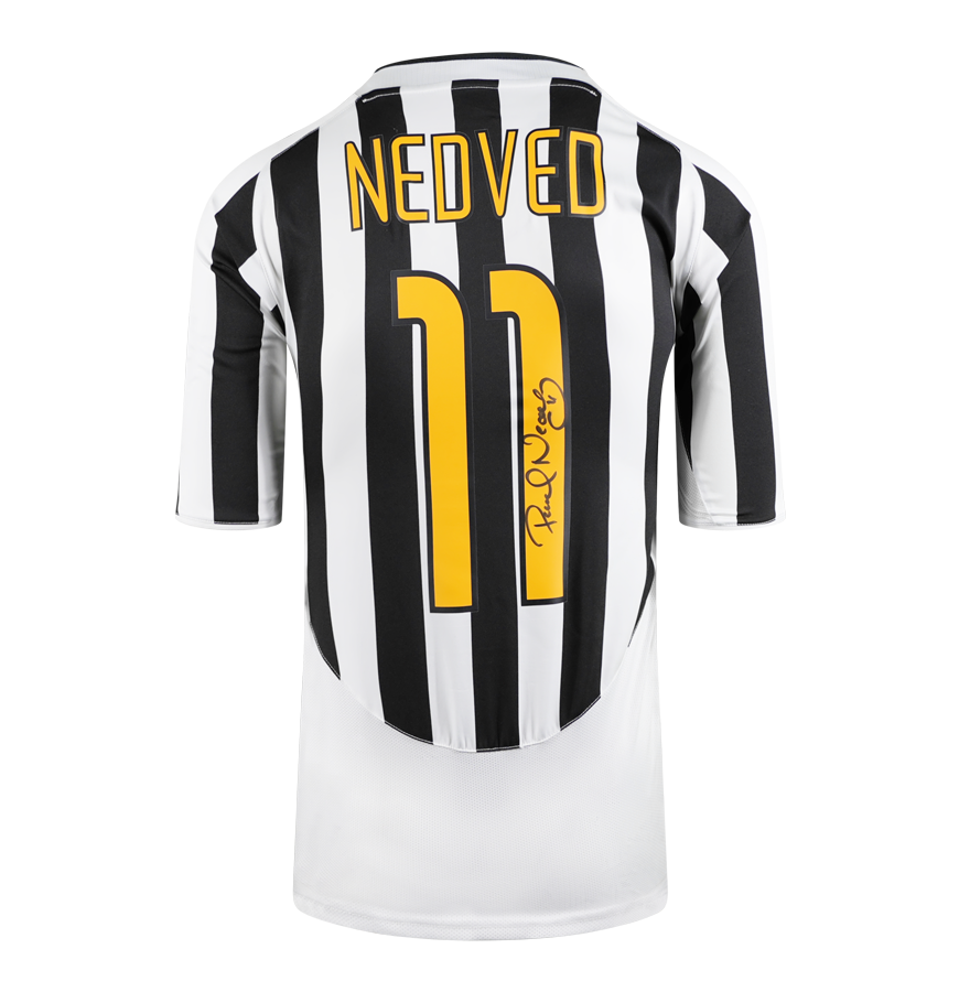 Pavel Nedved Official UEFA Champions League Back Signed and Hero Framed Juventus 2003-04 Home Shirt