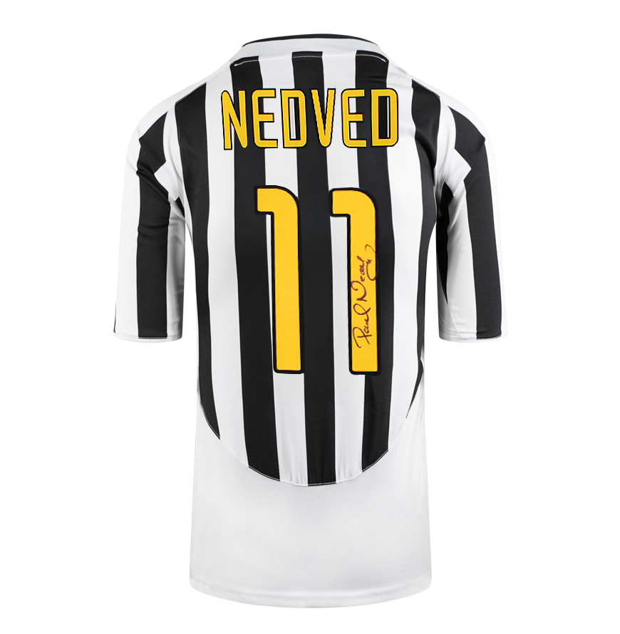 Pavel Nedved Official UEFA Champions League Back Signed and Hero Framed Juventus 2003-04 Home Shirt
