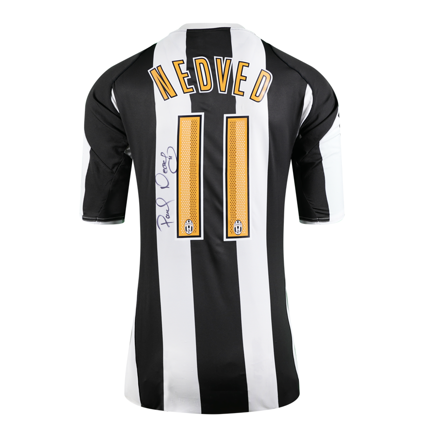 Pavel Nedved Official UEFA Champions League Back Signed and Hero Framed Juventus 2004-05 Home Shirt