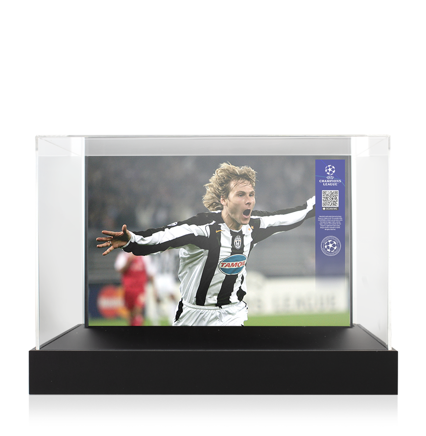 Pavel Nedved Official UEFA Champions League Signed Adidas Boot In Photo Acrylic Case: Option 1
