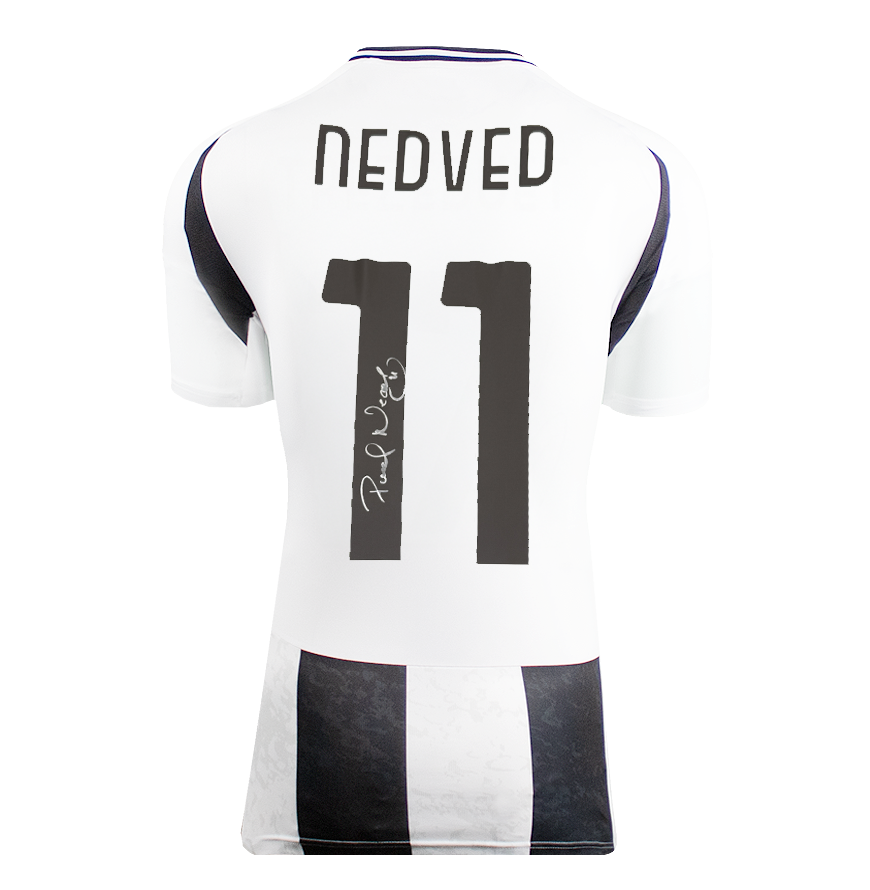 Pavel Nedved Official UEFA Champions League Back Signed and Framed Juventus 2024-25 Home Shirt with Fan Style Numbers