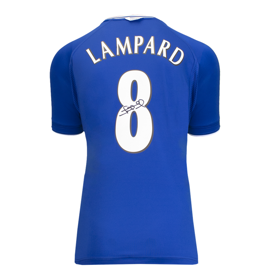 Frank Lampard Official UEFA Champions League Back Signed and Framed Chelsea 2000 Home Shirt