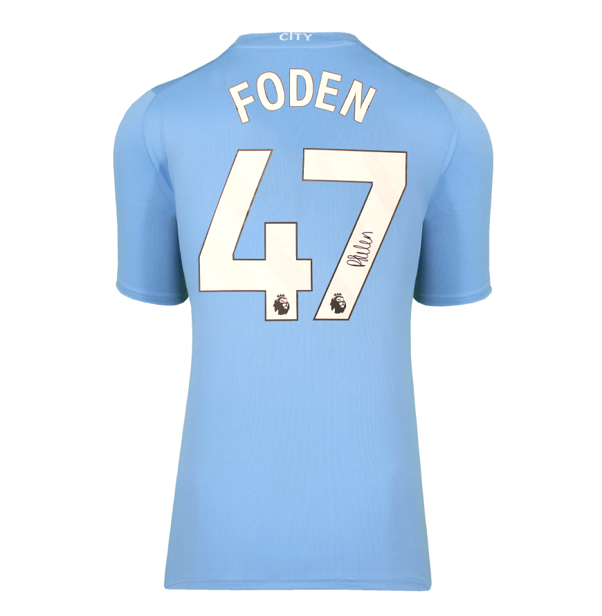 Phil Foden Official UEFA Champions League Back Signed and Hero Framed Manchester City 2023-24 Home Shirt