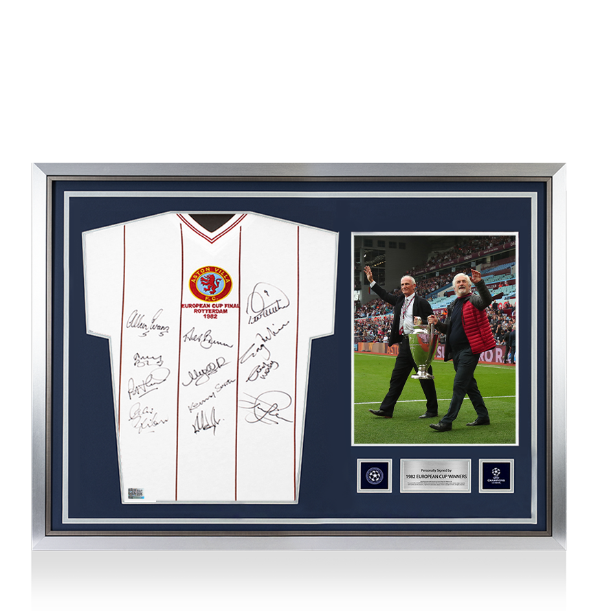 Aston Villa Official UEFA Champions League Front Signed and Hero Framed 1982 Winners Shirt
