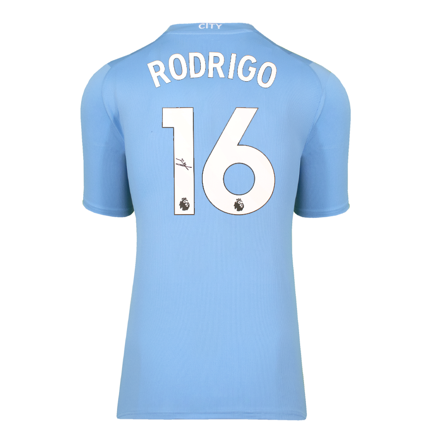 Rodri Official UEFA Champions League Back Signed and Framed Manchester City 2023-24 Home Shirt