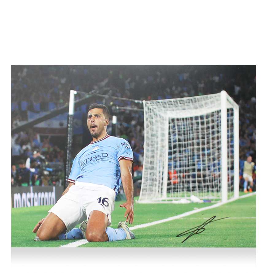 Rodri Official UEFA Champions League Signed and Framed Manchester City Photo: 2023 UEFA Champions League Final Goal