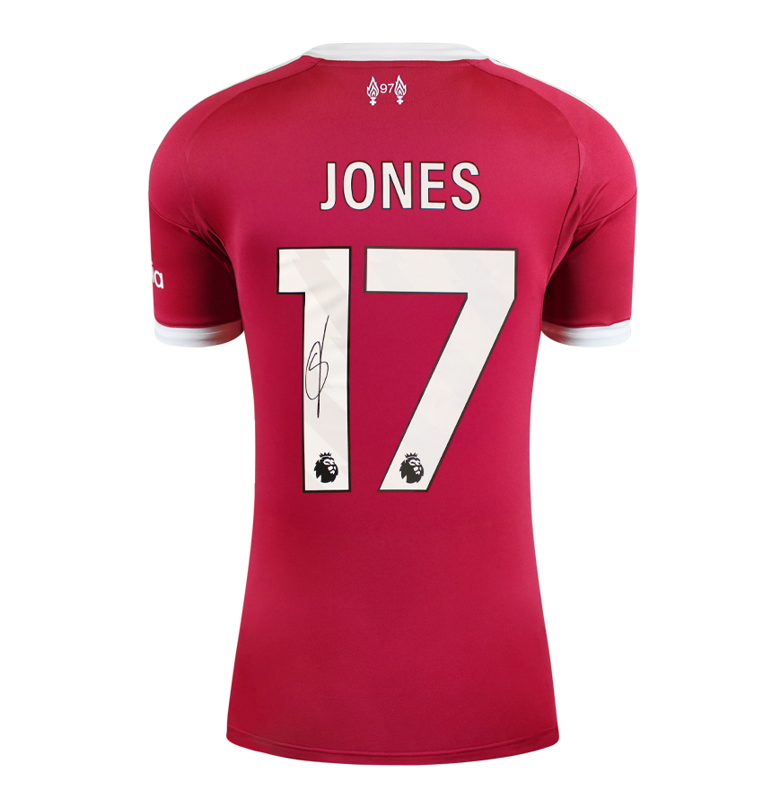 Curtis Jones Official UEFA Champions League Back Signed and Hero Framed Liverpool 2025-26 Home Shirt