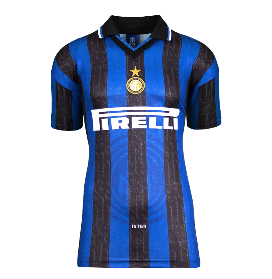 Marco Materazzi Official UEFA Champions League Back Signed and Hero Framed Internazionale Retro Home Shirt