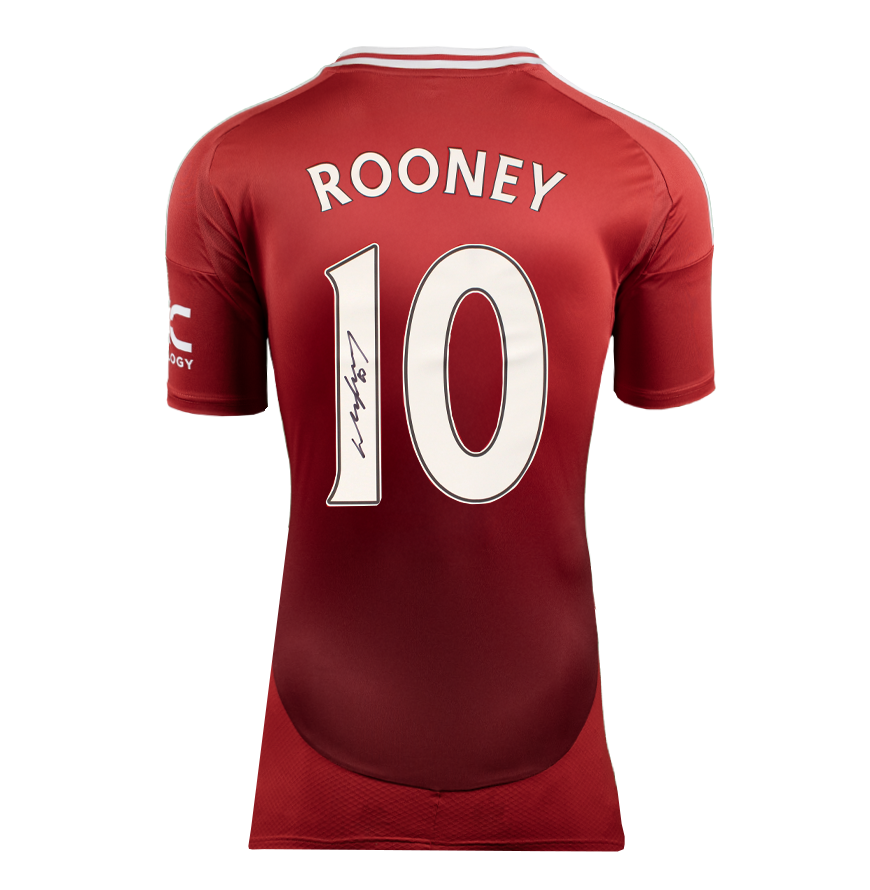 Wayne Rooney Official UEFA Champions League Back Signed and Framed Manchester United 2024-25 Home Shirt