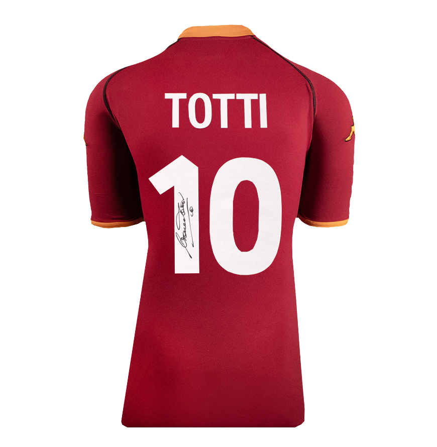 Francesco Totti Official UEFA Champions League Back Signed and Framed AS Roma 2001-02 Home Shirt