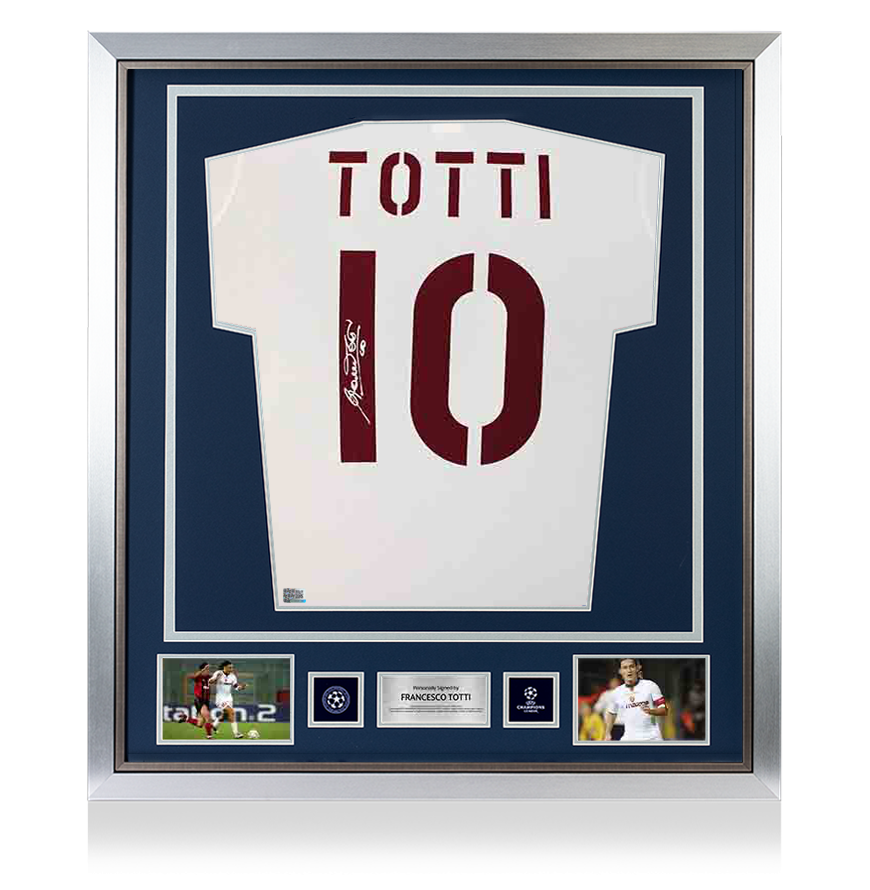 Francesco Totti Official UEFA Champions League Back Signed and Framed AS Roma 2003-04 Away Shirt
