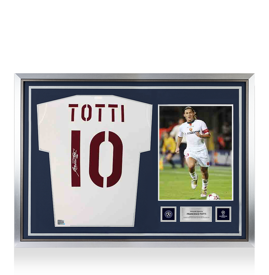 Francesco Totti Official UEFA Champions League Back Signed and Hero Framed AS Roma 2003-04 Away Shirt