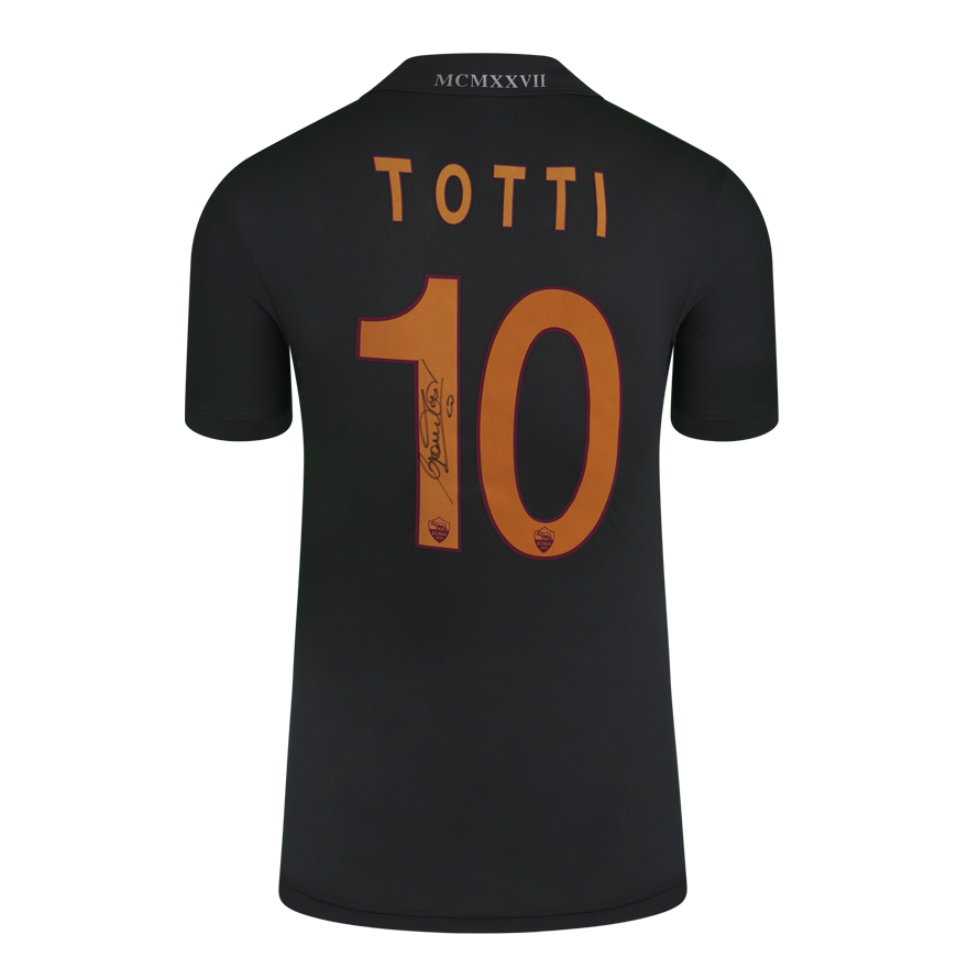 Francesco Totti Official UEFA Champions League Back Signed and Framed AS Roma 2013-14 Third Shirt