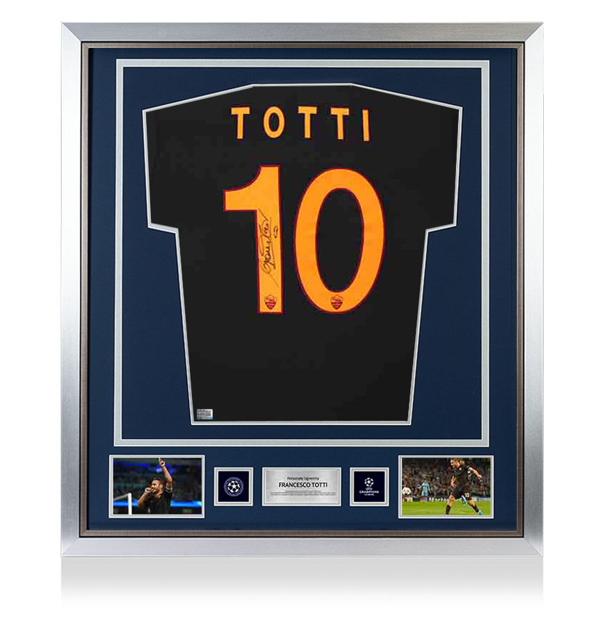 Francesco Totti Official UEFA Champions League Back Signed and Framed AS Roma 2013-14 Third Shirt