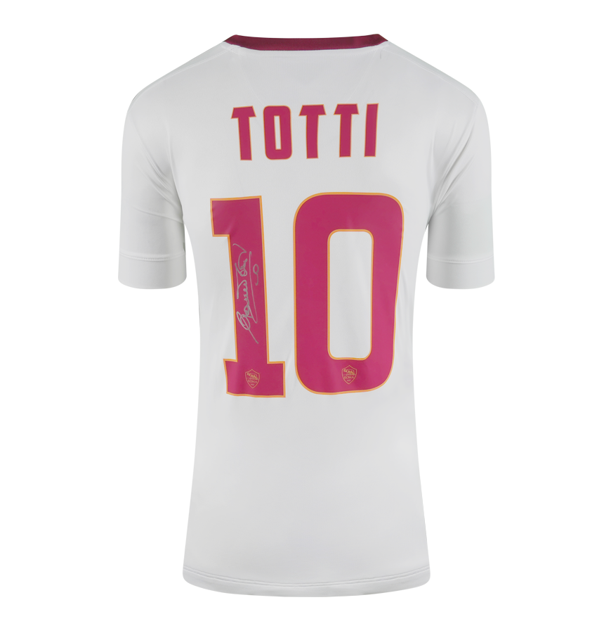 Francesco Totti Official UEFA Champions League Back Signed and Framed AS Roma 2014-15 Away Shirt