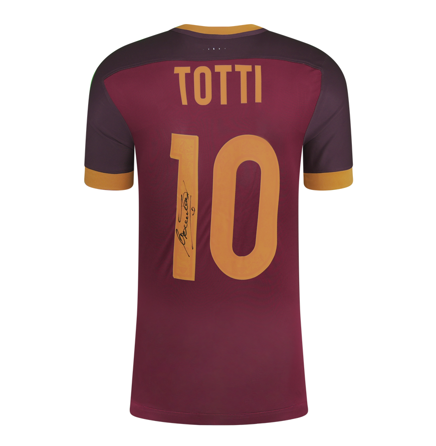 Francesco Totti Official UEFA Champions League Back Signed and Framed AS Roma 2015-16 Home Shirt