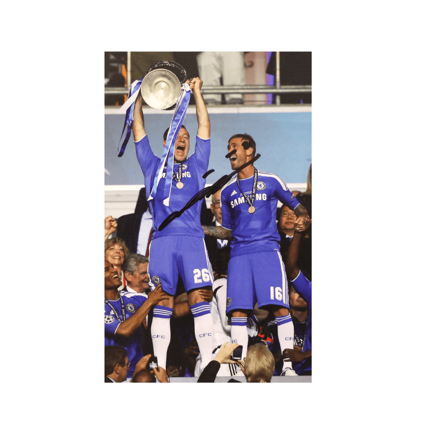 John Terry Official UEFA Champions League Signed 3D Mini Replica Trophy on Stand: 2012 Winner