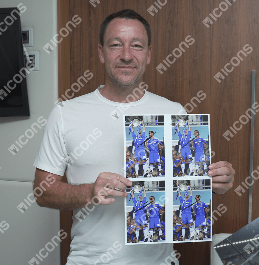 John Terry Official UEFA Champions League Signed 3D Mini Replica Trophy on Stand: 2012 Winner