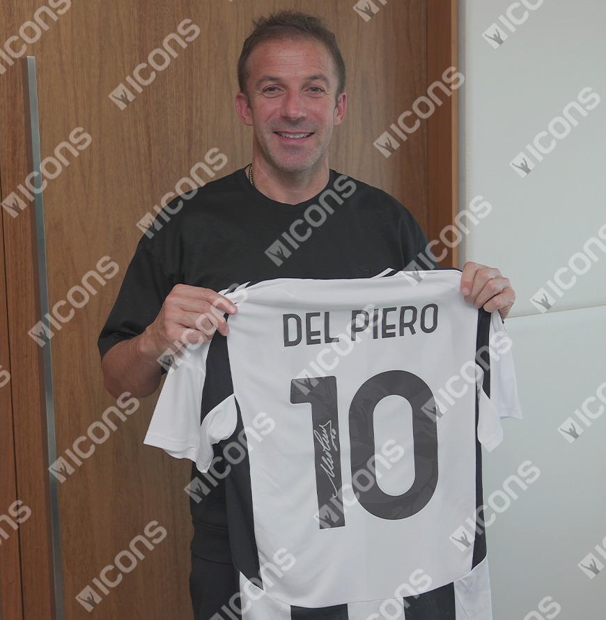Alessandro Del Piero Official UEFA Champions League Back Signed and Framed Juventus 2024-25 Home Shirt