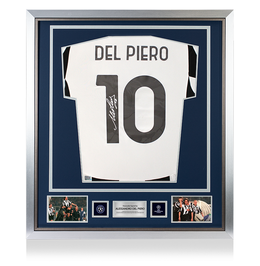 Alessandro Del Piero Official UEFA Champions League Back Signed and Framed Juventus 2024-25 Home Shirt
