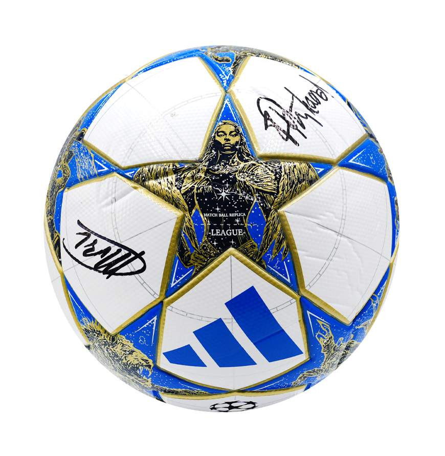 Frank Rijkaard & Marco van Basten Dual Signed UEFA Champions League Football In Acrylic Case