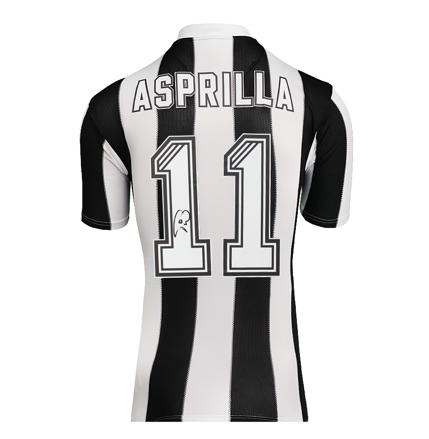 Faustino Asprilla Official UEFA Champions League Back Signed and Hero Framed Newcastle United 1995-96 Home Shirt