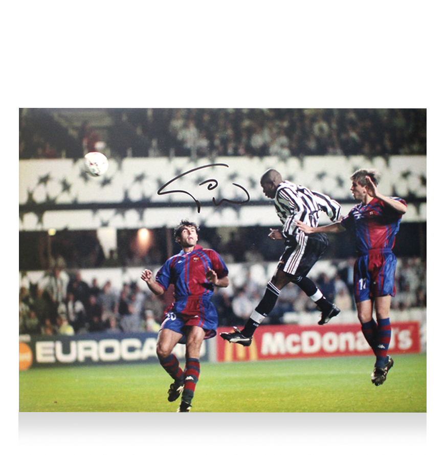 Faustino Asprilla Official UEFA Champions League Signed and Framed Newcastle United Photo: Hat-trick vs FC Barcelona