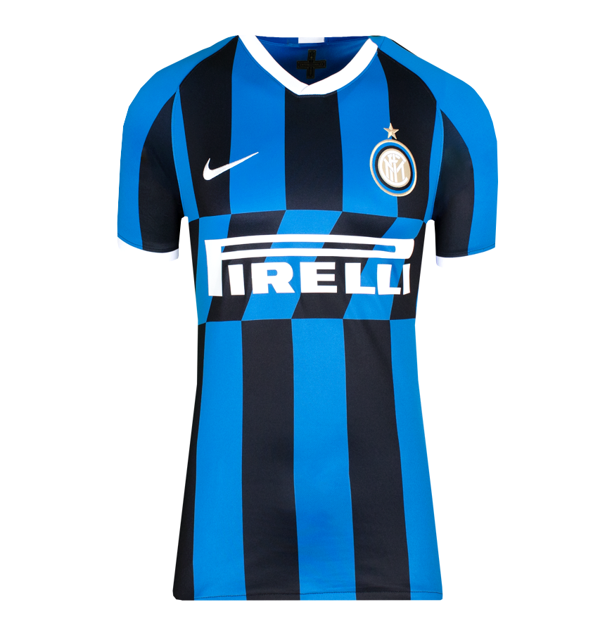 Lautaro Martinez Official UEFA Champions League Back Signed and Hero Framed Inter Milan 2019-20 Home Shirt with Fan Style Number