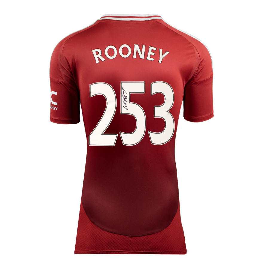 Wayne Rooney Official UEFA Champions League Back Signed and Framed Manchester United 2024-25 Home Shirt: 253 Goals Edition