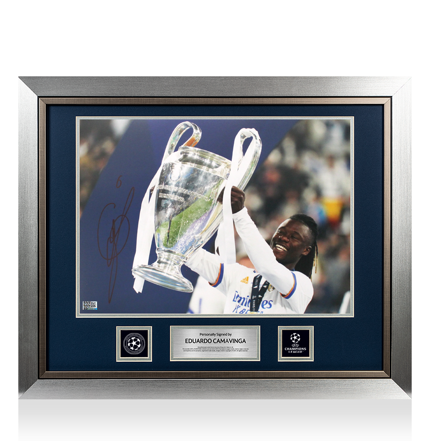 Eduardo Camavinga Official UEFA Champions League Signed and Framed Real Madrid Photo: UEFA Champions League Winner