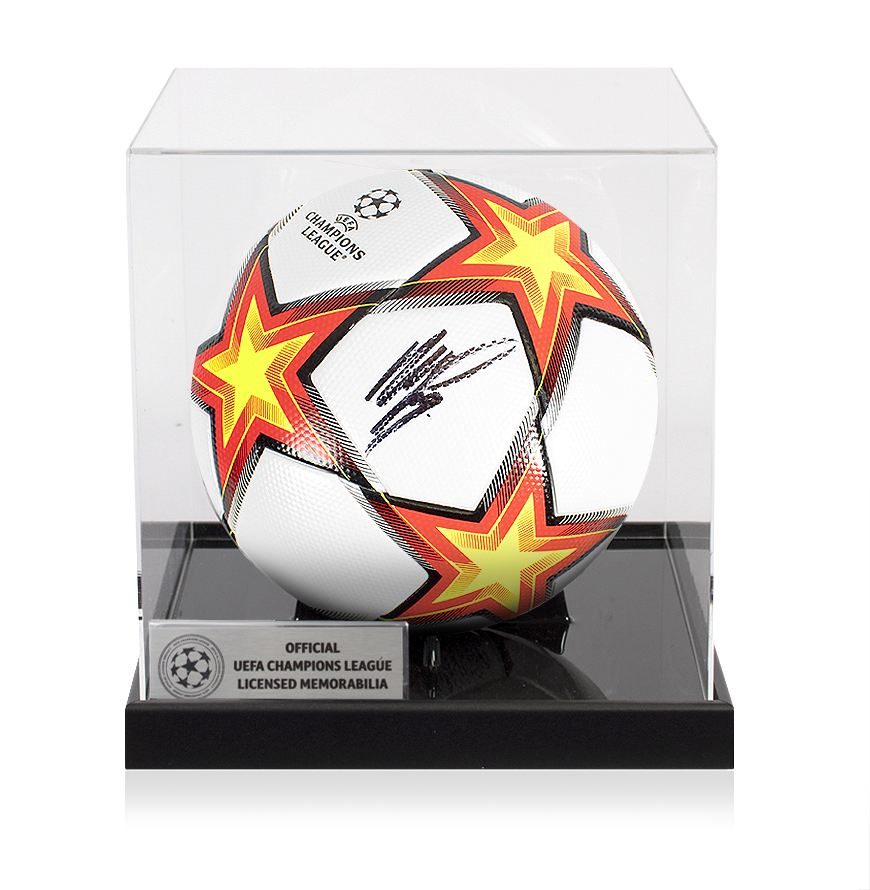 Memphis Depay Official UEFA Champions League Signed Football In Acrylic Case