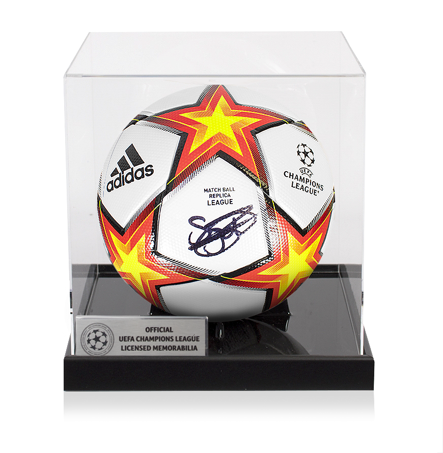 Sergino Dest Official UEFA Champions League Signed Football In Acrylic Case